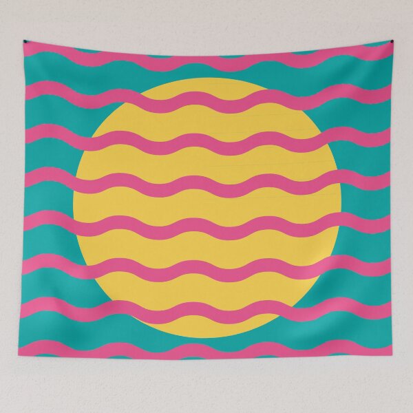 Item preview, Retro Wavy Pattern Tropical Pop Groovy watermelon pink and teal designed and sold by nineFlorals.
