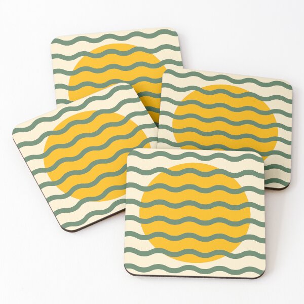 Item preview, Mid Century Modern Wavy Sun Throw Pillow in Sage and Mustard Earthy Forest designed and sold by nineFlorals.