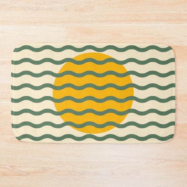 Item preview, Mid Century Modern Wavy Sun Throw Pillow in Sage and Mustard Earthy Forest designed and sold by nineFlorals.