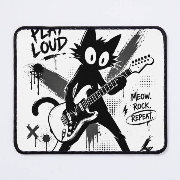 Item preview, Play Loud Rock Cat Electric Guitar Punk Rock Music Design designed and sold by ucpstudio.