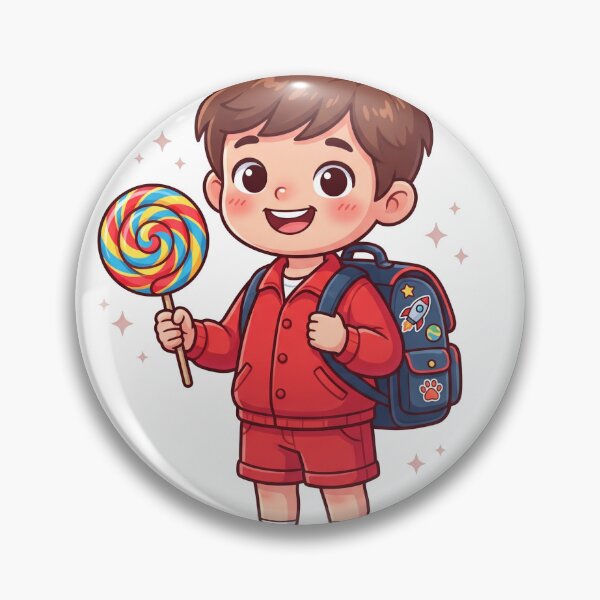 Item preview, Kawaii School Boy with Lollipop & Backpack Vector Art designed and sold by KaleeDesigns.
