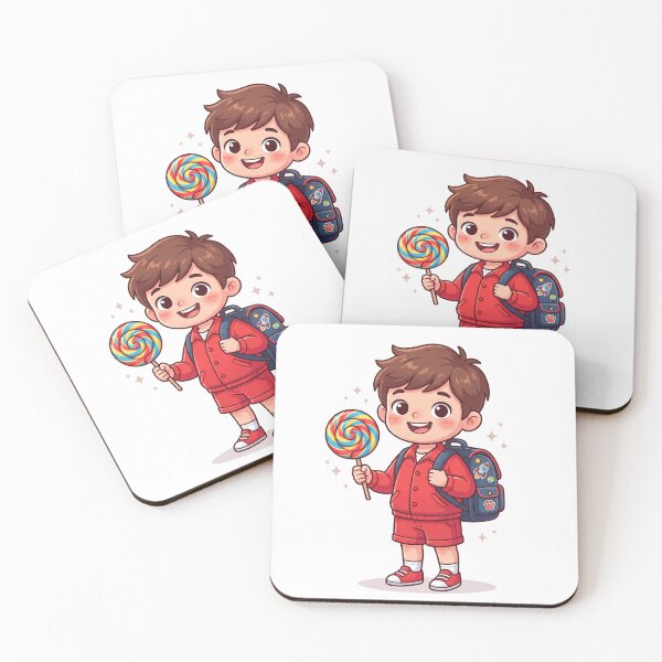Item preview, Kawaii School Boy with Lollipop & Backpack Vector Art designed and sold by KaleeDesigns.