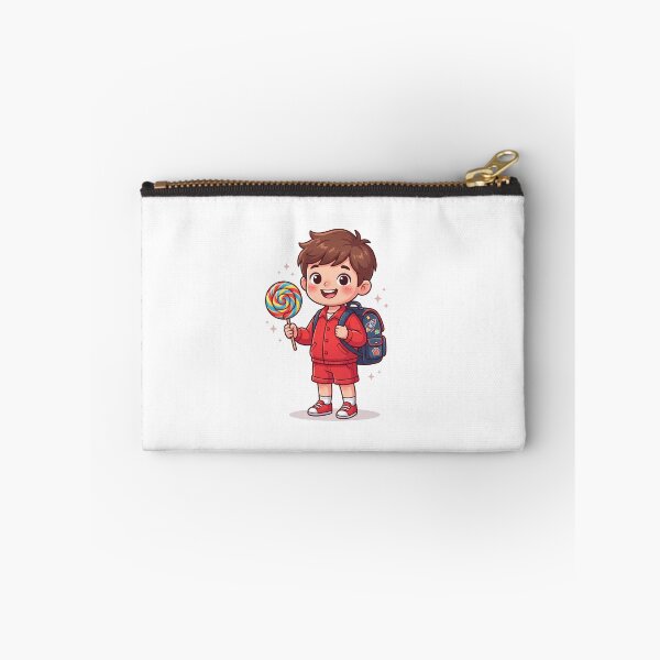 Item preview, Kawaii School Boy with Lollipop & Backpack Vector Art designed and sold by KaleeDesigns.