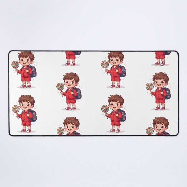 Item preview, Kawaii School Boy with Lollipop & Backpack Vector Art designed and sold by KaleeDesigns.