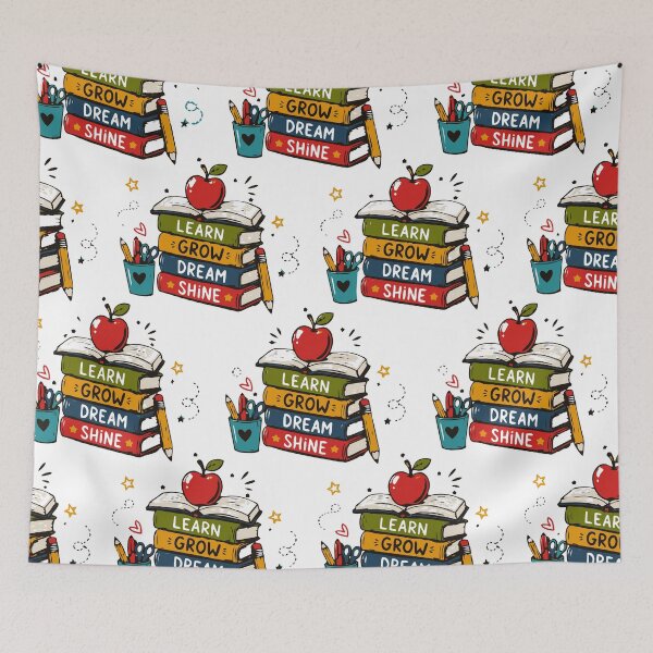 Item preview, Learn Grow Dream Shine Colorful School Books Pattern designed and sold by Sunday.Supply.