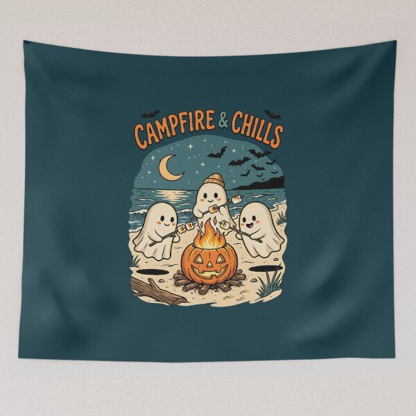 Item preview, "Campfire & Chills" Ghosts Beach Bonfire − Halloween Coastal Design designed and sold by Sea Gem.