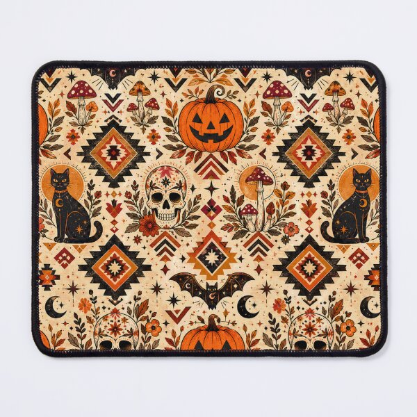 Item preview, Vintage Halloween Tribal Pattern – Pumpkins, Bats, Mushrooms & Moon designed and sold by Ink Matrix.