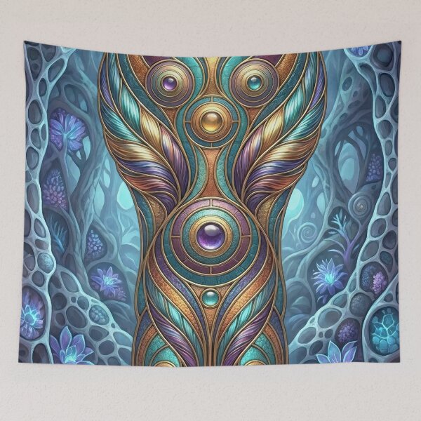 Item preview, Mystical Biomechanical Totem in Bioluminescent Forest designed and sold by Frackxion.
