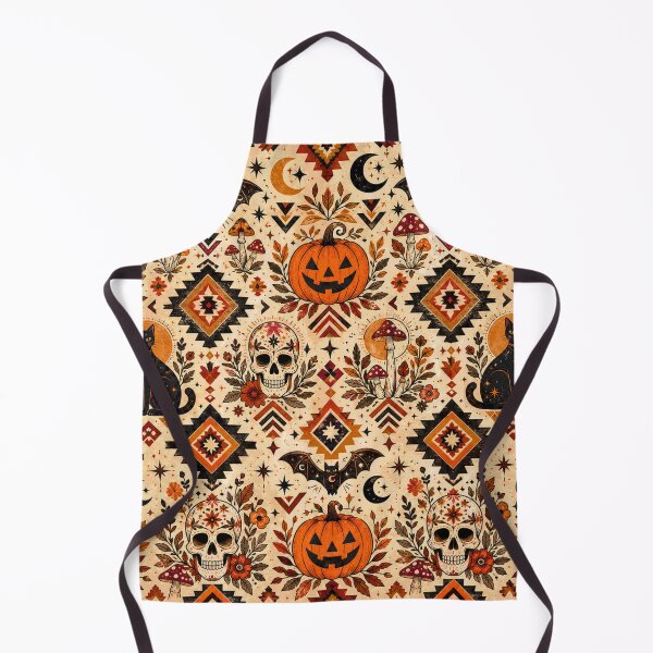 Item preview, Vintage Halloween Tribal Pattern – Pumpkins, Bats, Mushrooms & Moon designed and sold by Ink Matrix.