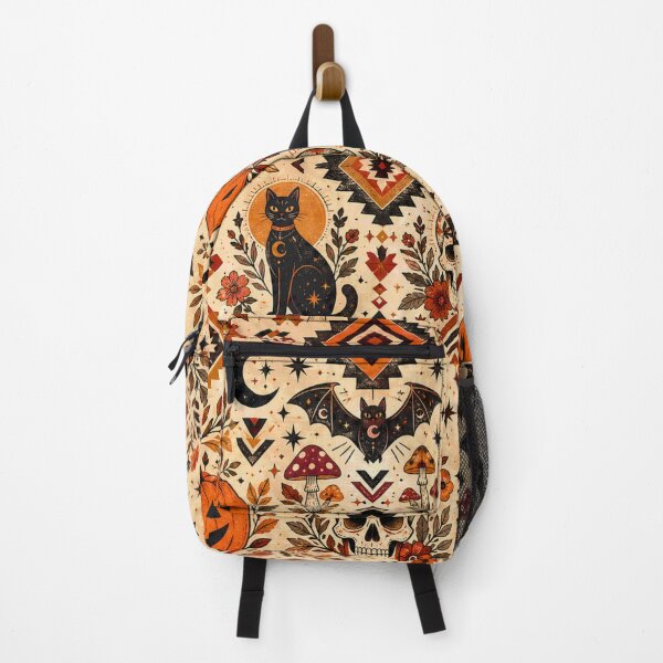 Item preview, Vintage Halloween Tribal Pattern – Pumpkins, Bats, Mushrooms & Moon designed and sold by Ink Matrix.