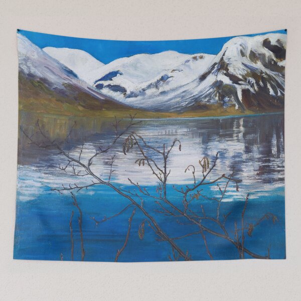 Item preview, Mirrored blue alpine lake, March Atmosphere landscape mountain glacial lake painting fine art print by Nikolai Astrup designed and sold by Jéanpaul  Ferro.