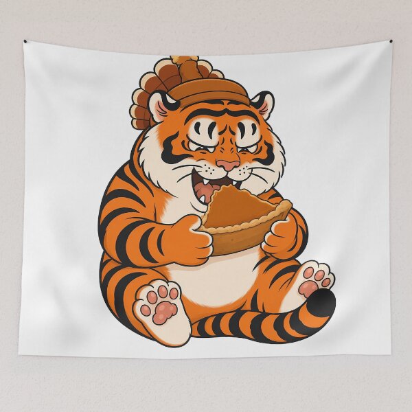 Item preview, Chubby Tiger Thanksgiving Pumpkin Pie Bite designed and sold by aigcx.