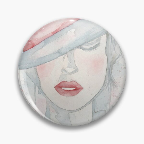Item preview, Soft Pastel Woman Blue Hat Watercolor Portrait - Delicate Fashion Art designed and sold by MAISON SYLVIE.