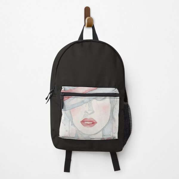 Item preview, Soft Pastel Woman Blue Hat Watercolor Portrait - Delicate Fashion Art designed and sold by MAISON SYLVIE.