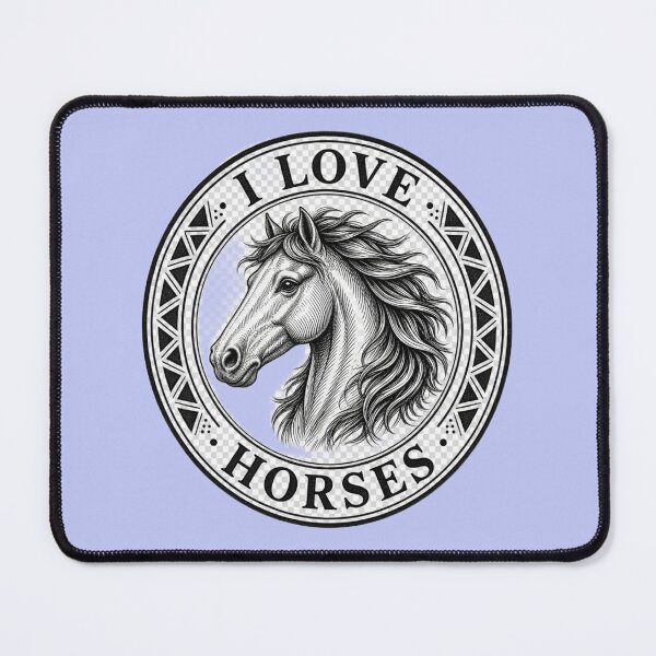 Item preview, I Love Horses Circular Seal Stamp – Black & White Horse Head with Flowing Mane designed and sold by +48574178623.