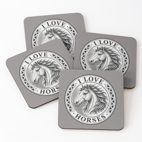 Item preview, I Love Horses Circular Seal Stamp – Black & White Horse Head with Flowing Mane designed and sold by +48574178623.
