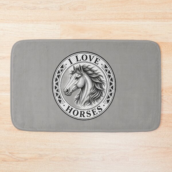 Item preview, I Love Horses Circular Seal Stamp – Black & White Horse Head with Flowing Mane designed and sold by +48574178623.