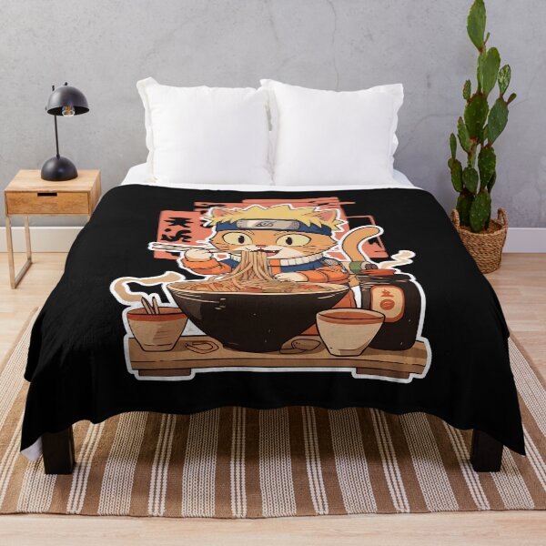 Item preview, Anime Orange Ninja Cat Eating Ramen: Ichiraku Noodle Bowl designed and sold by CuteKats.