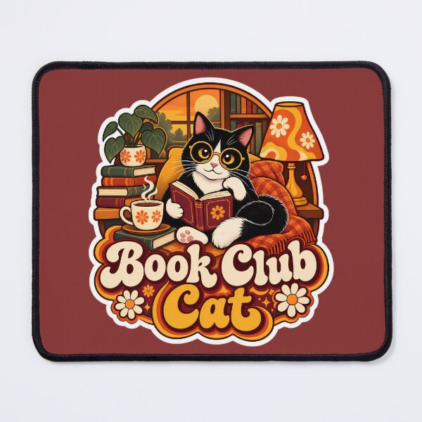 Item preview, Retro Book Club Cat 70s Aesthetic designed and sold by Retro Whiskers.