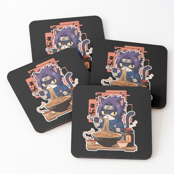 Item preview, Anime Ninja Cat Eating Ramen: Uchiha Noodle Bowl designed and sold by CuteKats.