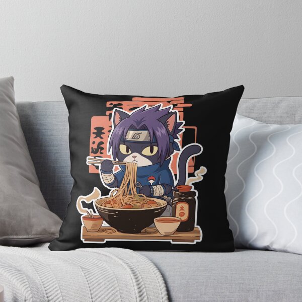 Item preview, Anime Ninja Cat Eating Ramen: Uchiha Noodle Bowl designed and sold by CuteKats.