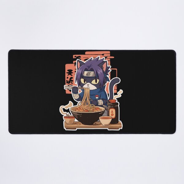Item preview, Anime Ninja Cat Eating Ramen: Uchiha Noodle Bowl designed and sold by CuteKats.