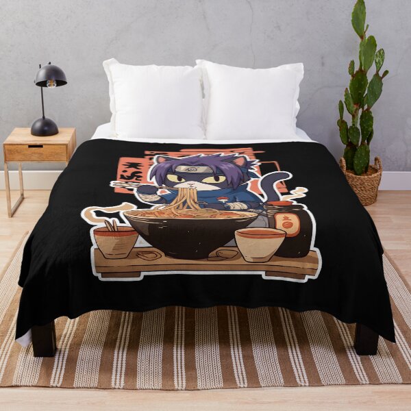 Item preview, Anime Ninja Cat Eating Ramen: Uchiha Noodle Bowl designed and sold by CuteKats.