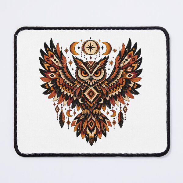 Item preview, Mystical Tribal Owl with Moons & Stars designed and sold by Ink Matrix.