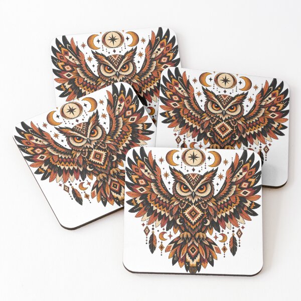Item preview, Mystical Tribal Owl with Moons & Stars designed and sold by Ink Matrix.
