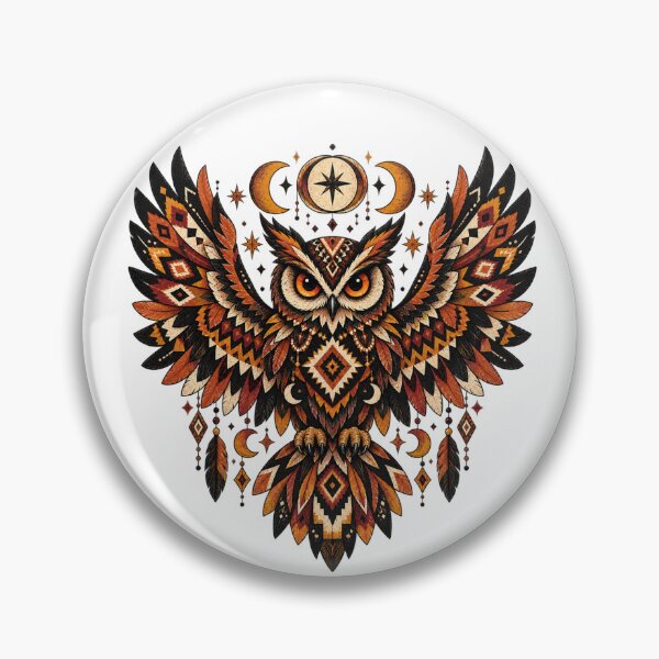 Item preview, Mystical Tribal Owl with Moons & Stars designed and sold by Ink Matrix.