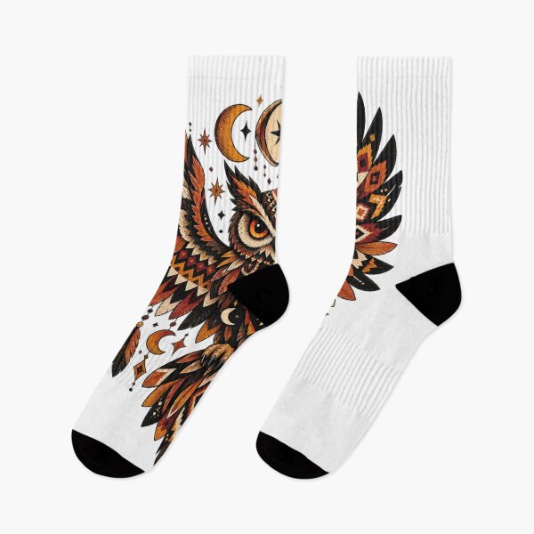 Item preview, Mystical Tribal Owl with Moons & Stars designed and sold by Ink Matrix.