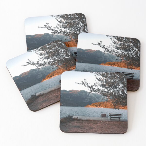 Item preview, Wooden bench overlooking mountain lake view designed and sold by MMLK9394.