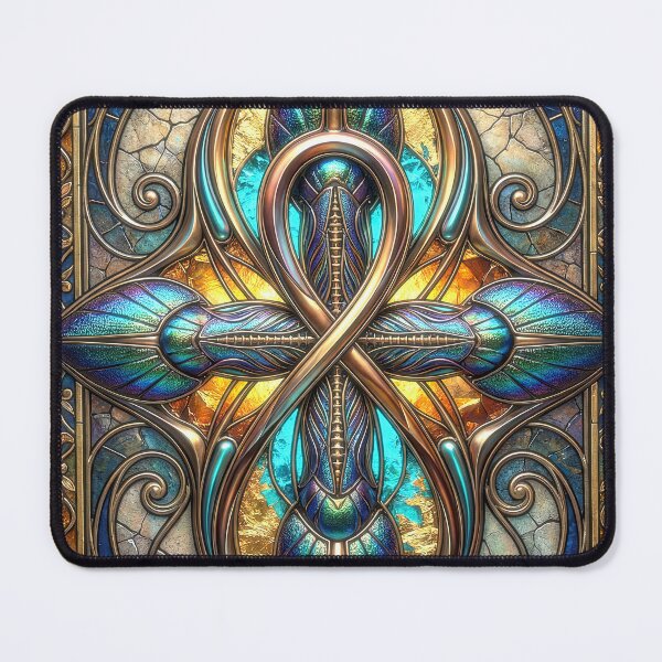 Item preview, Ornate Golden Ankh in Iridescent Stained Glass designed and sold by Frackxion.