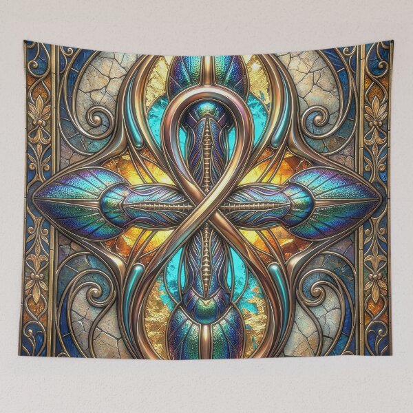 Item preview, Ornate Golden Ankh in Iridescent Stained Glass designed and sold by Frackxion.