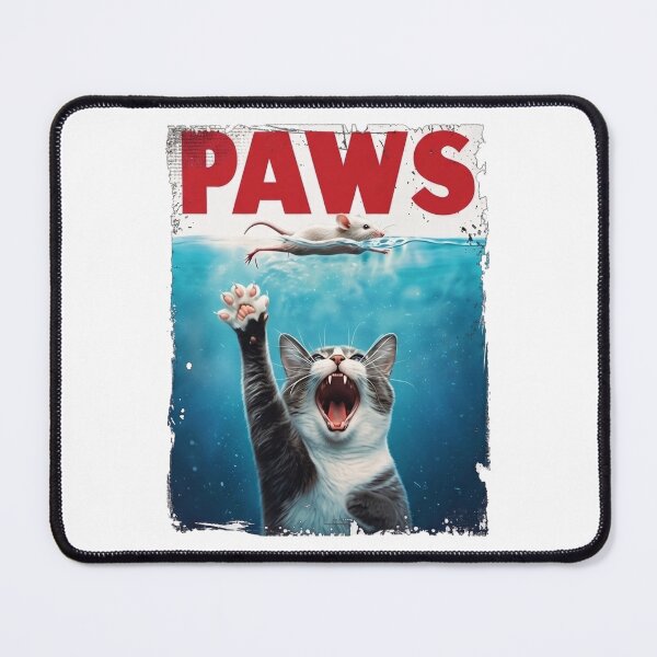 Item preview, PAWS Parody - Funny Cat and Mouse Underwater Movie Poster designed and sold by Shopeon Designs.