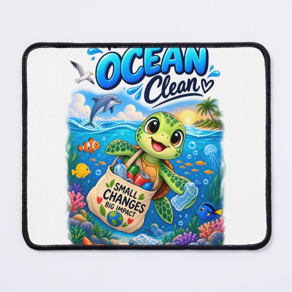 Item preview, Keep the Ocean Clean – Cute Sea Turtle Eco-Friendly Ocean Design designed and sold by : CraftyVibes.