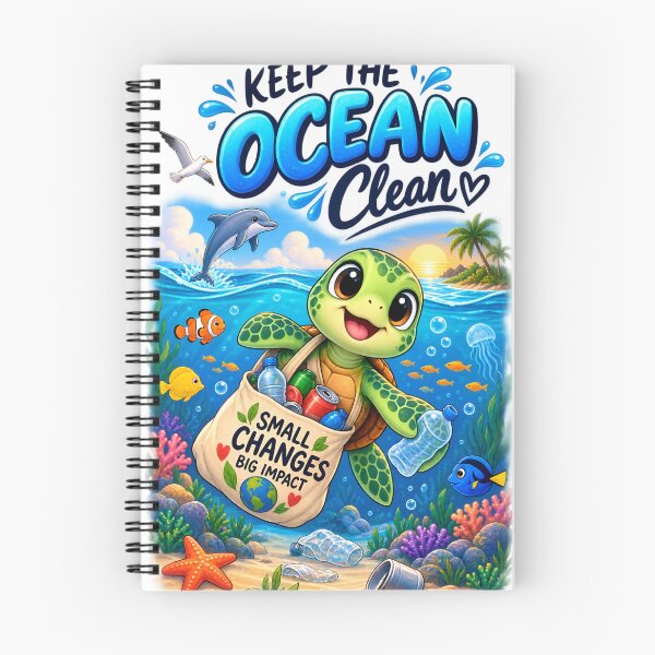 Item preview, Keep the Ocean Clean – Cute Sea Turtle Eco-Friendly Ocean Design designed and sold by : CraftyVibes.