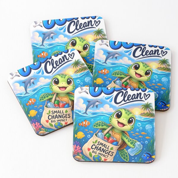 Item preview, Keep the Ocean Clean – Cute Sea Turtle Eco-Friendly Ocean Design designed and sold by : CraftyVibes.
