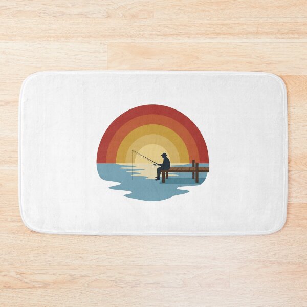 Item preview, Retro Angler Fishing Silhouette Calm Lake Vintage Sunset Art designed and sold by pattman.
