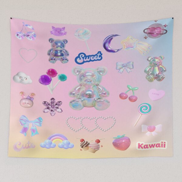Item preview, Iridescent Kawaii Gummy Bear Pattern 3D Jelly Charms designed and sold by Side By Side Studio.