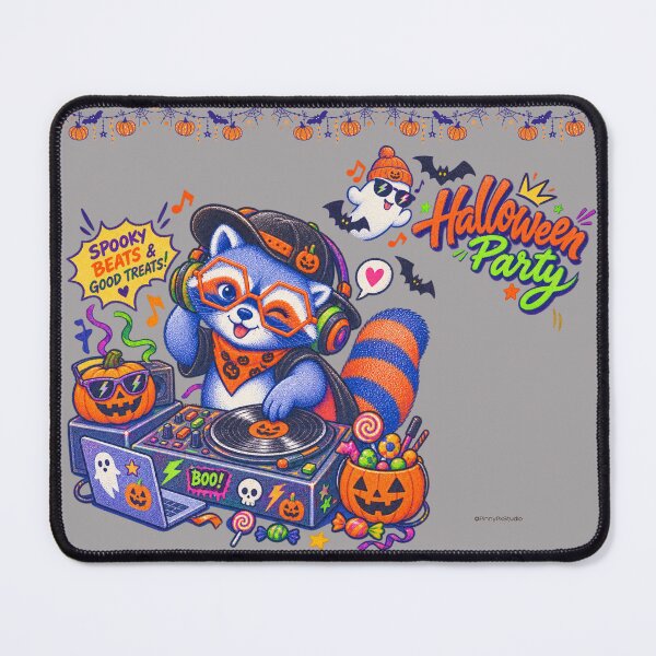 Item preview, Cute Halloween DJ Raccoon Party Design designed and sold by PinnyPxStudio.