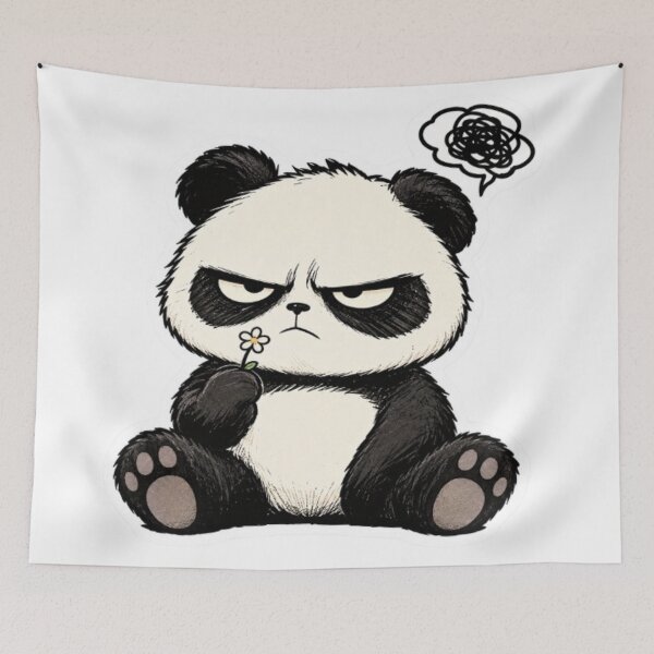 Item preview, Grumpy Panda Holding a Tiny Flower designed and sold by Snurly.