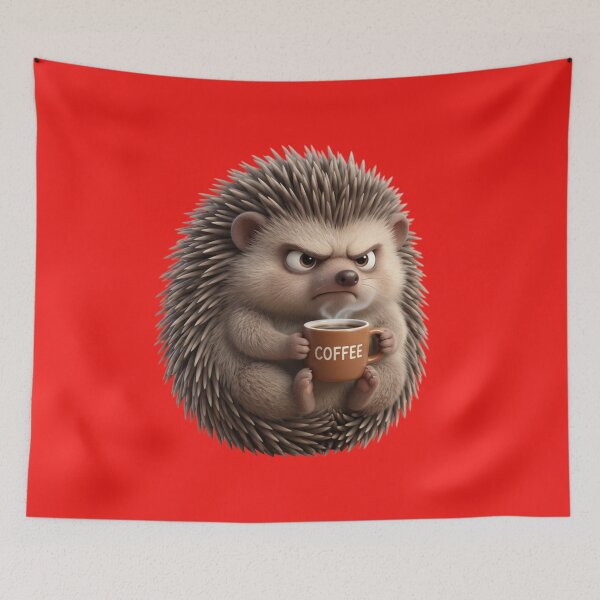 Item preview, Funny 3D Hedgehog Drinking Coffee - Introvert Quote designed and sold by CoffeeAndChao.