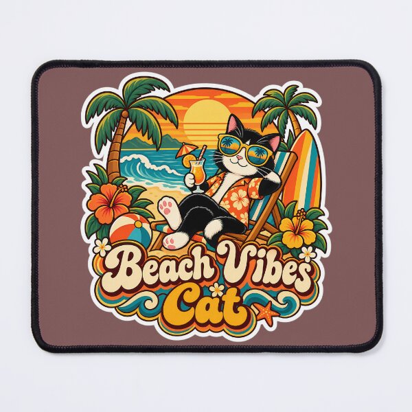 Item preview, Retro Beach Vibes Cat 70s Aesthetic designed and sold by Retro Whiskers.