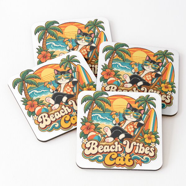 Item preview, Retro Beach Vibes Cat 70s Aesthetic designed and sold by Retro Whiskers.