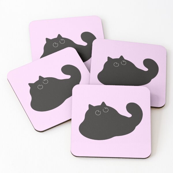 Item preview, black cat fat chonky boba chibi cute rounded whimsical twee design #5 designed and sold by Kyna Arts.