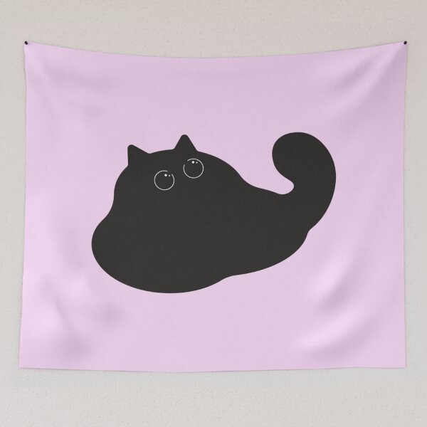 Item preview, black cat fat chonky boba chibi cute rounded whimsical twee design #5 designed and sold by Kyna Arts.