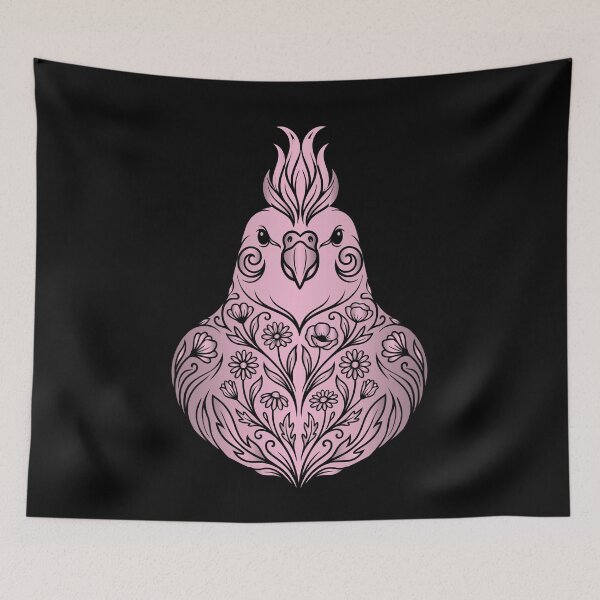 Item preview, Elegant Floral Cockatiel Vector Stencil Art designed and sold by ZUMERI.
