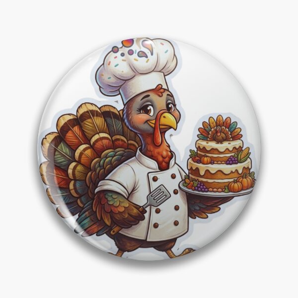Item preview, Cute Turkey Chef Thanksgiving Cake Sticker designed and sold by L98-Studio.