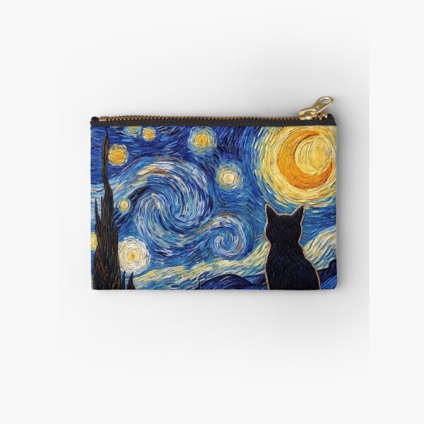Item preview, Starry Night Black Cat - Van Gogh Inspired Feline Art designed and sold by Shopeon Designs.